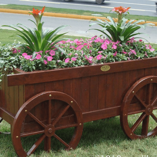 防腐木花箱、防腐木花车、商场木花箱、公园木花箱